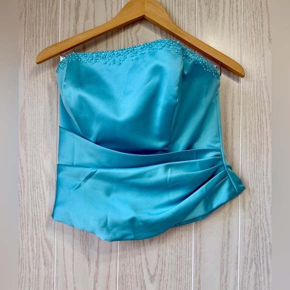 Alfred Angelo Tops - Alfred Angelo Turquoise Beaded Strapless Corset Top Size 14 NWT
